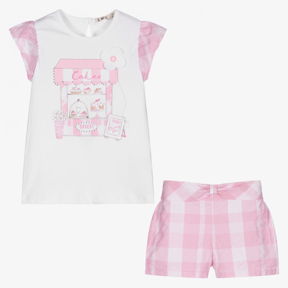 Everything Must Change-Girls White & Pink Shorts Set | Childrensalon Outlet