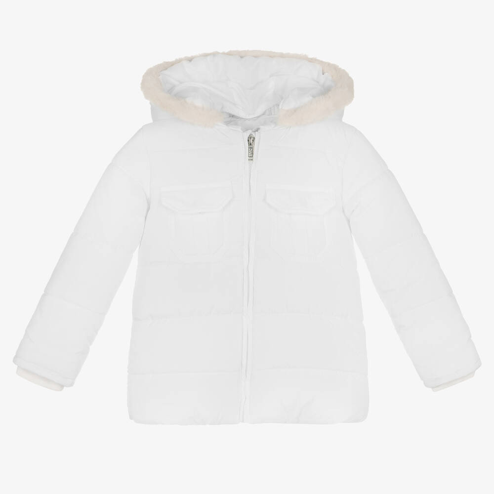 Everything Must Change - Girls White Puffer Jacket | Childrensalon