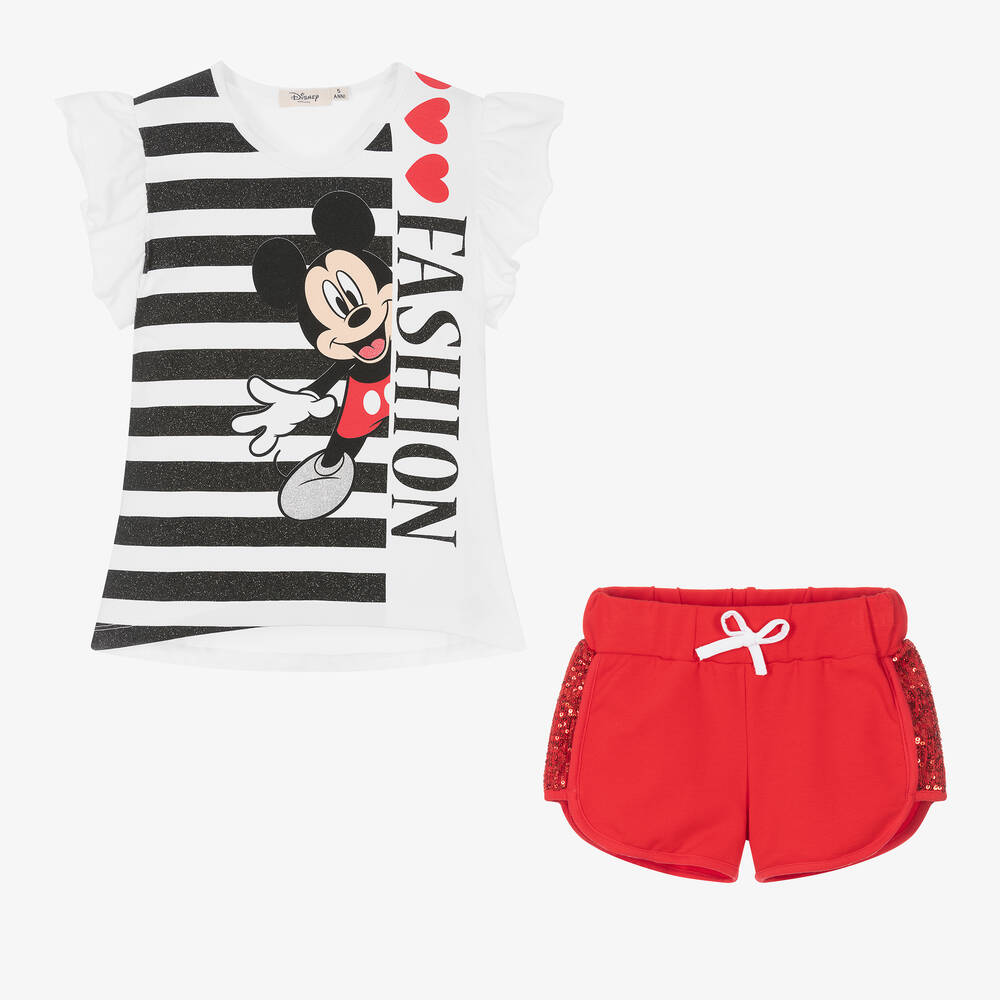 Everything Must Change-Белый топ Disney и красные шорты | Childrensalon Outlet