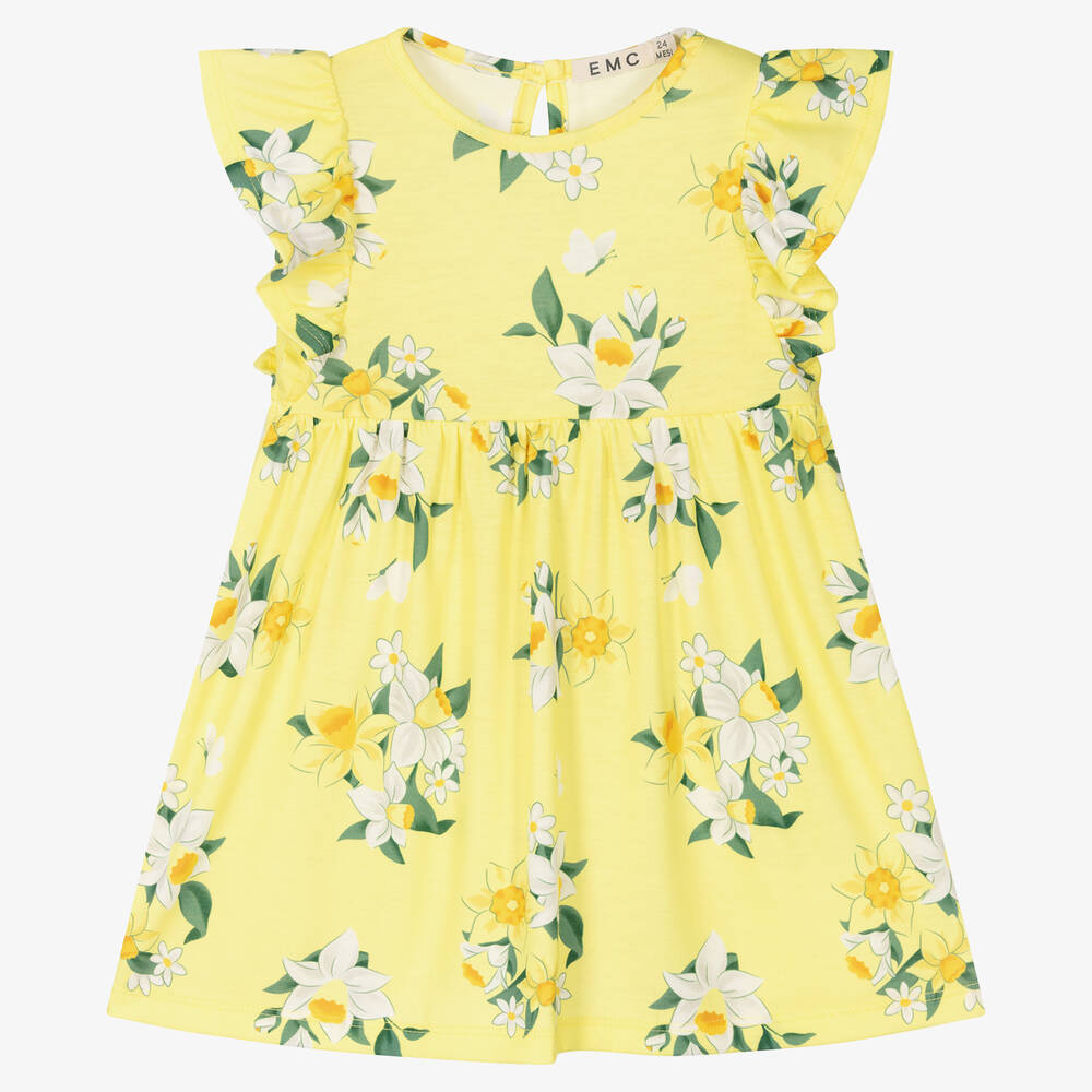 Everything Must Change - Girls Yellow Jersey Daffodil Dress  | Childrensalon