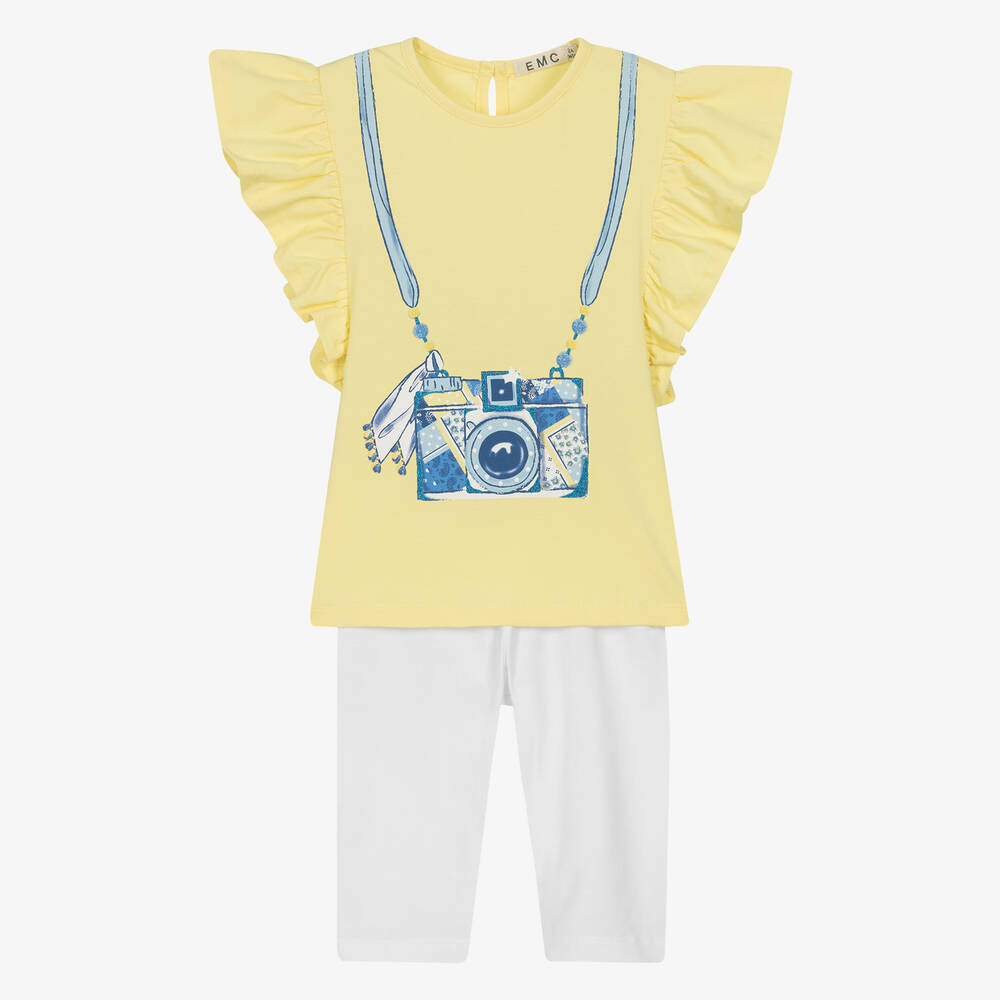 Everything Must Change-Girls Yellow & White Cotton Leggings Set | Childrensalon Outlet