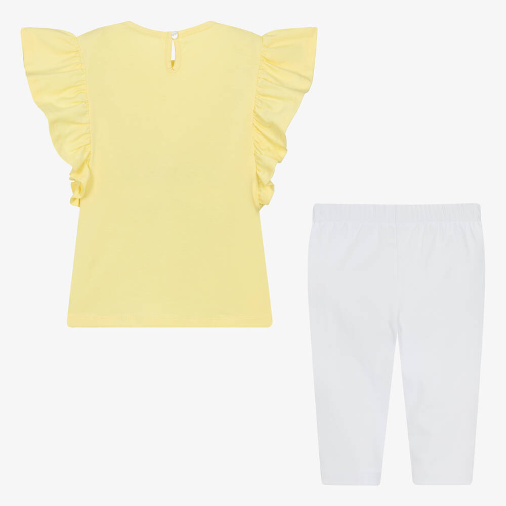 Everything Must Change-Girls Yellow & White Cotton Leggings Set | Childrensalon Outlet