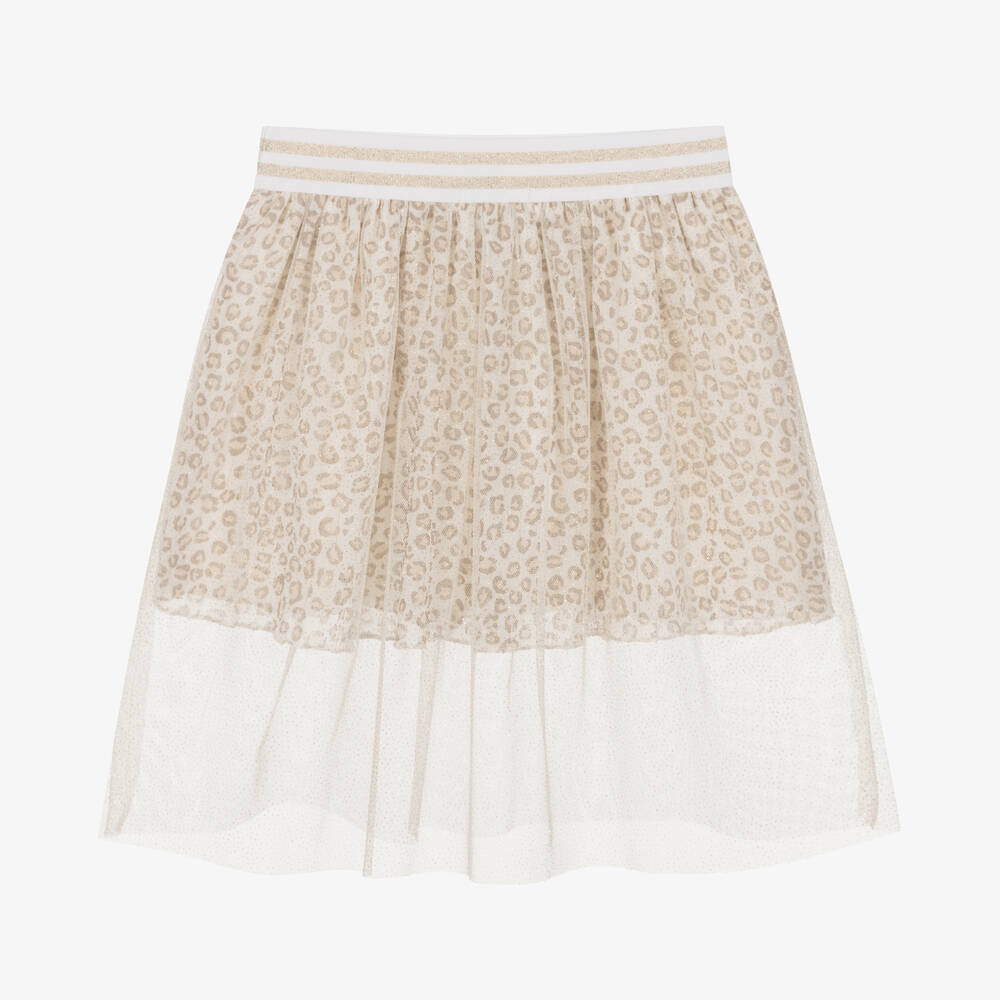 Everything Must Change Gold Leopard Print Glitter Tulle Skirt