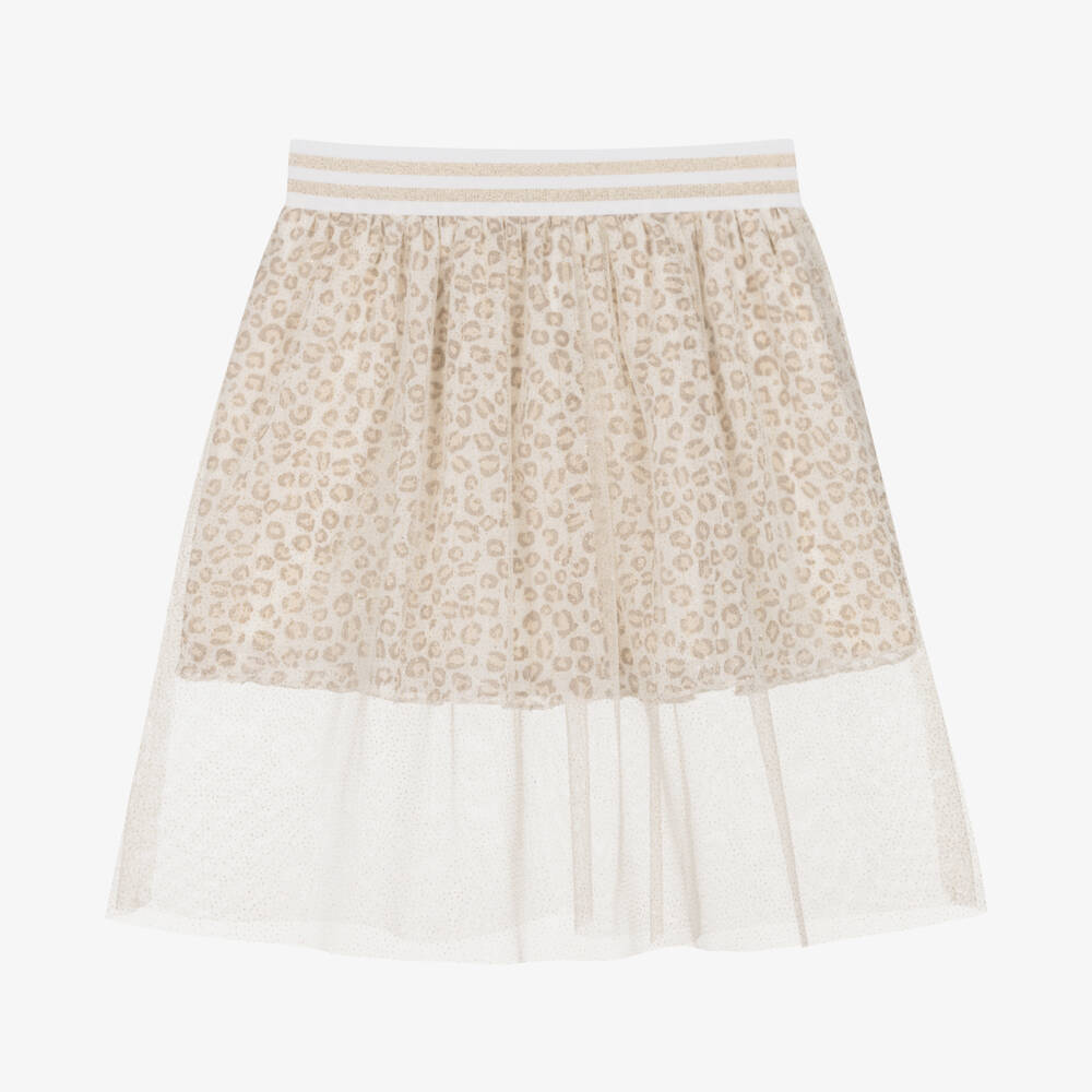 Everything Must Change - Gold Leopard Print Glitter Tulle Skirt | Childrensalon