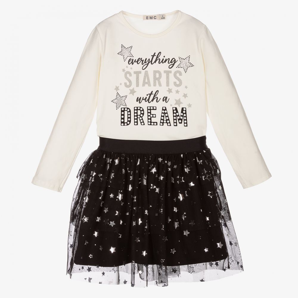 Everything Must Change-Ivory & Black Stars Skirt Set | Childrensalon Outlet