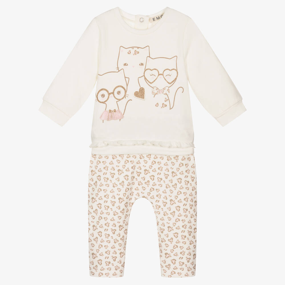 Everything Must Change - Ivory Cotton Baby Trouser Set | Childrensalon