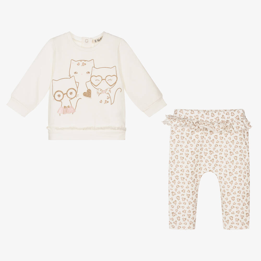 افريثينغ مست تشاينج-Ivory Cotton Baby Trouser Set | Childrensalon Outlet