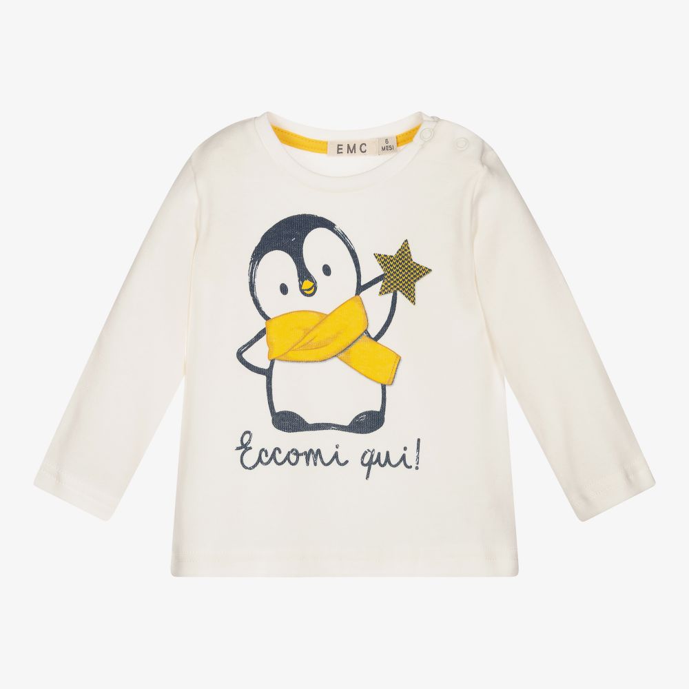 Everything Must Change - Ivory Cotton Penguin Top | Childrensalon