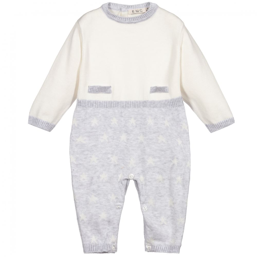 Everything Must Change - Ivory & Grey Knitted Romper | Childrensalon