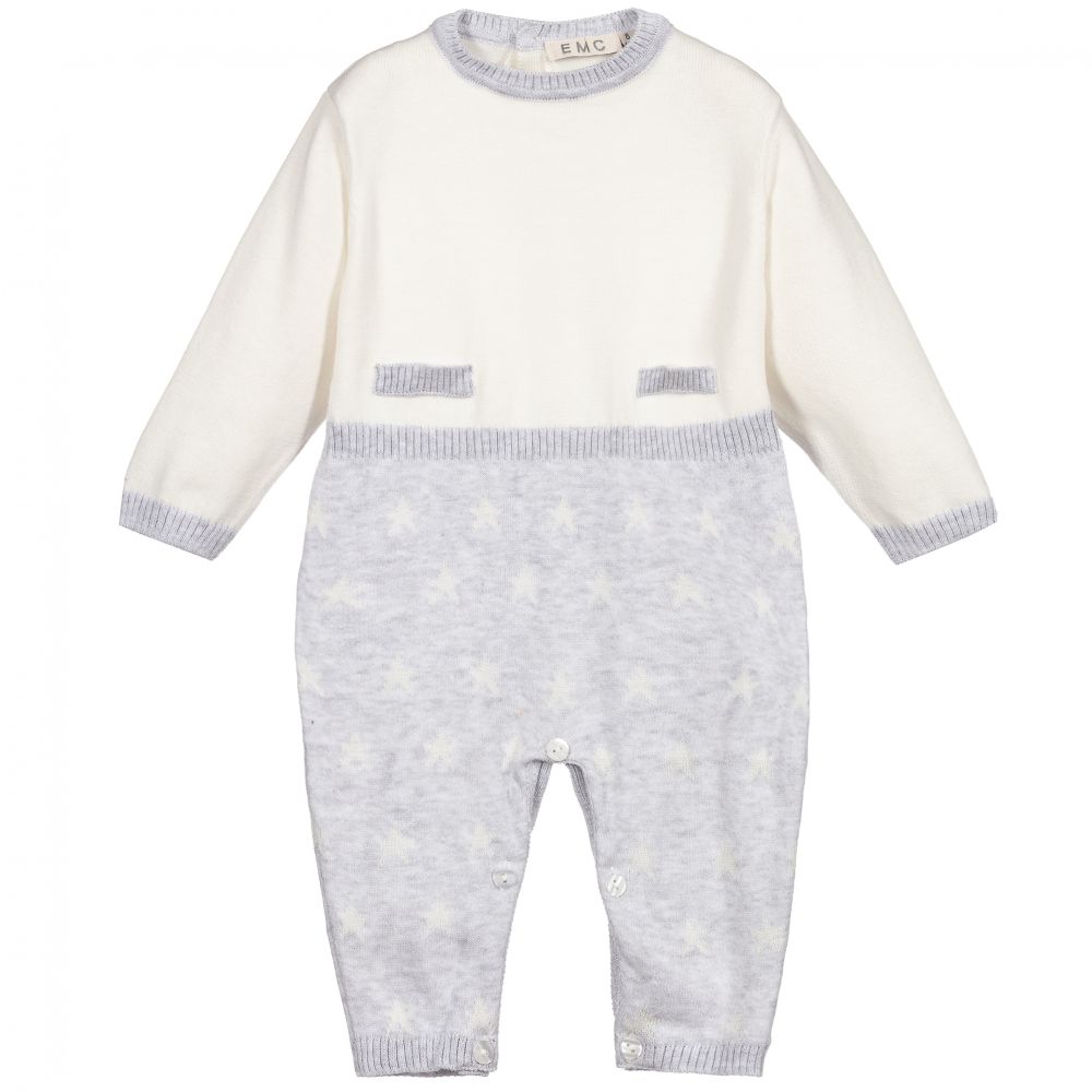 Everything Must Change-Ivory & Grey Knitted Romper | Childrensalon Outlet