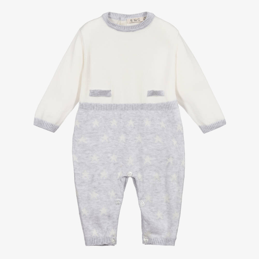 Everything Must Change-Ivory & Grey Knitted Romper | Childrensalon Outlet