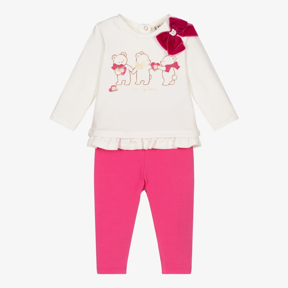 Everything Must Change - Ivory & Pink Bow Leggings Set | Childrensalon