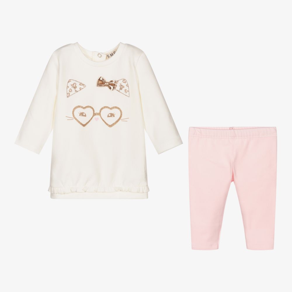 Everything Must Change-طقم ليغنغز قطن جيرسي لون زهري وعاجي للمولودات | Childrensalon Outlet