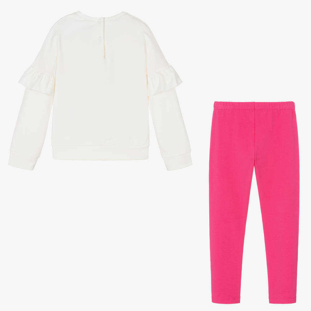 Everything Must Change-طقم ليغنغز قطن لون عاجي وزهري للبنات | Childrensalon Outlet