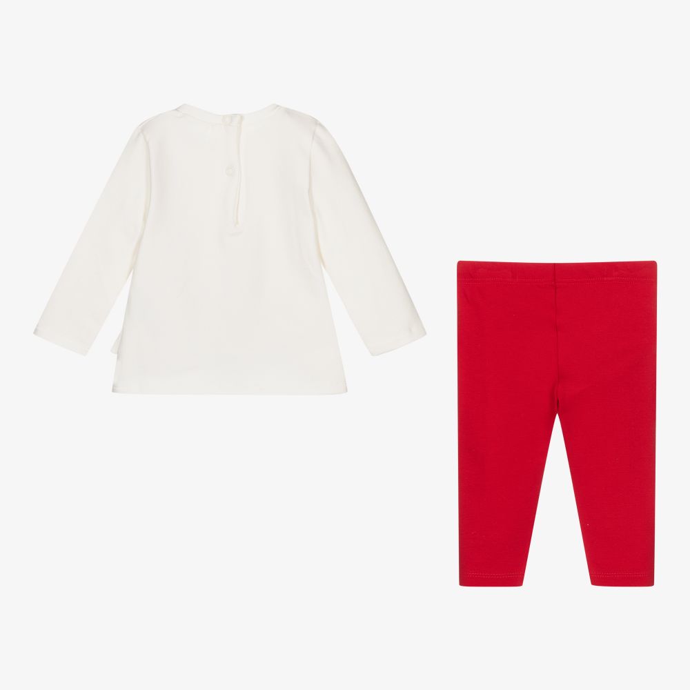 Everything Must Change-طقم ليغنغز قطن جيرسي لون أحمر وعاجي للمولودات | Childrensalon Outlet