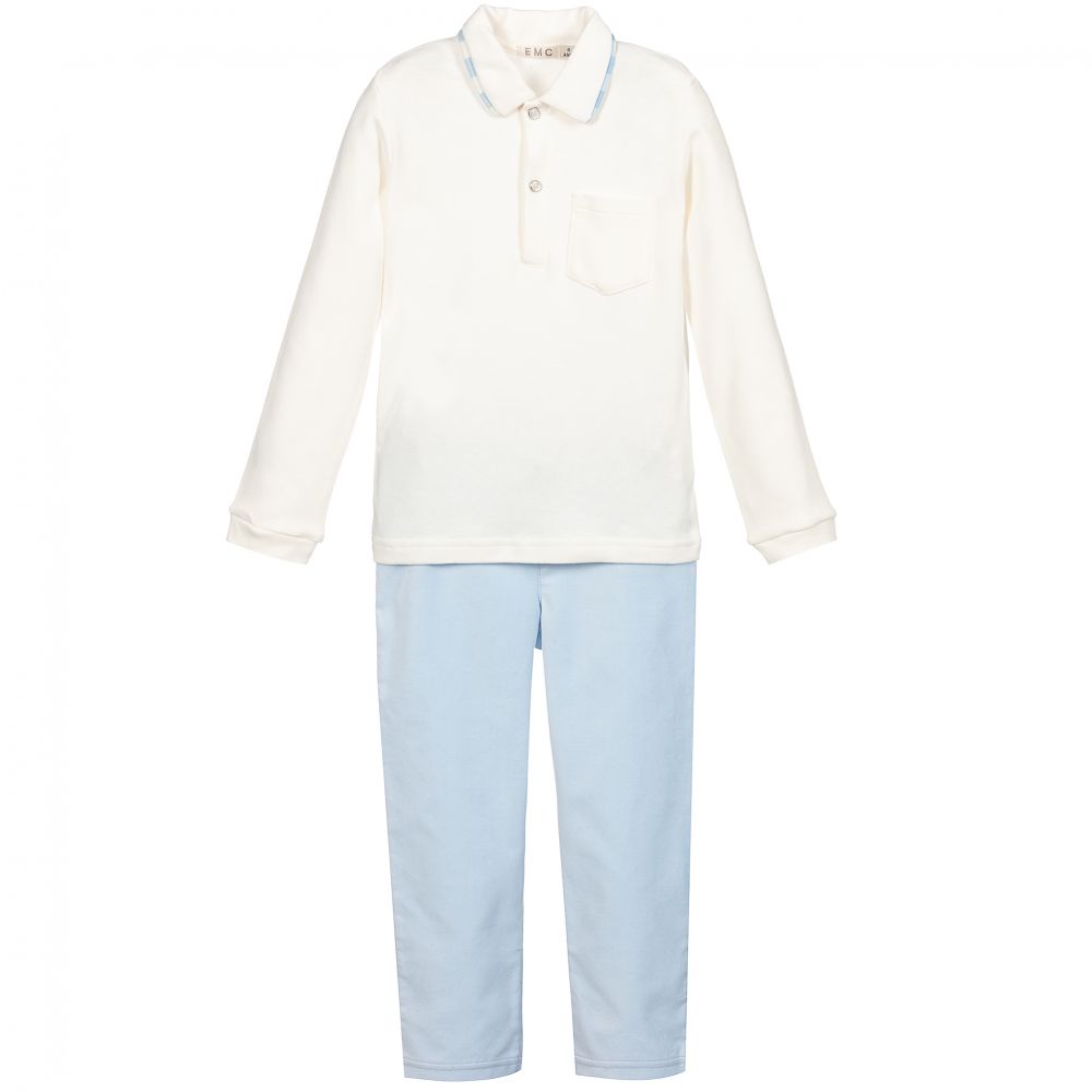 Everything Must Change - Ivory Top & Blue Trousers Set | Childrensalon