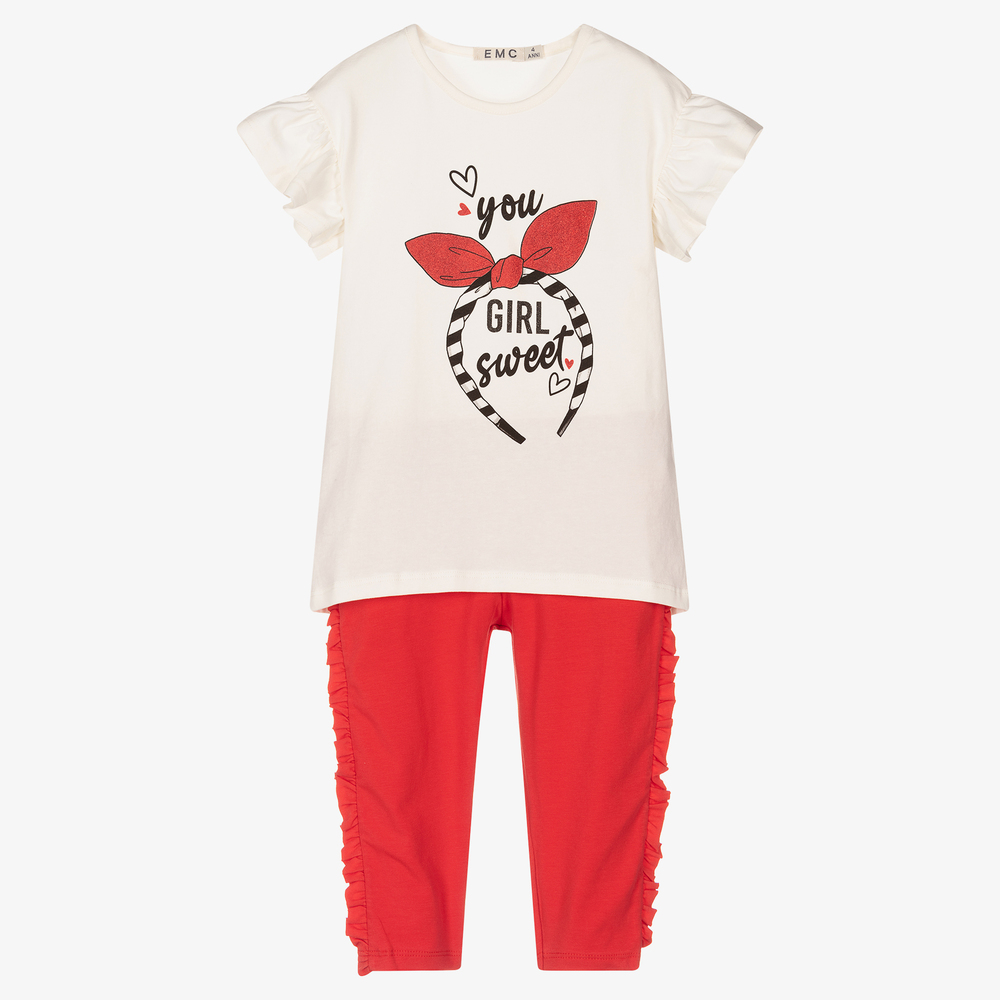 Everything Must Change - Ivory Top & Red Leggings Set | Childrensalon
