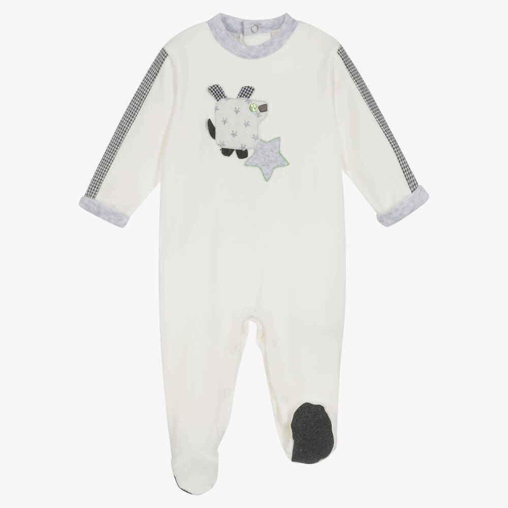 Everything Must Change-Ivory Velour Babygrow | Childrensalon Outlet