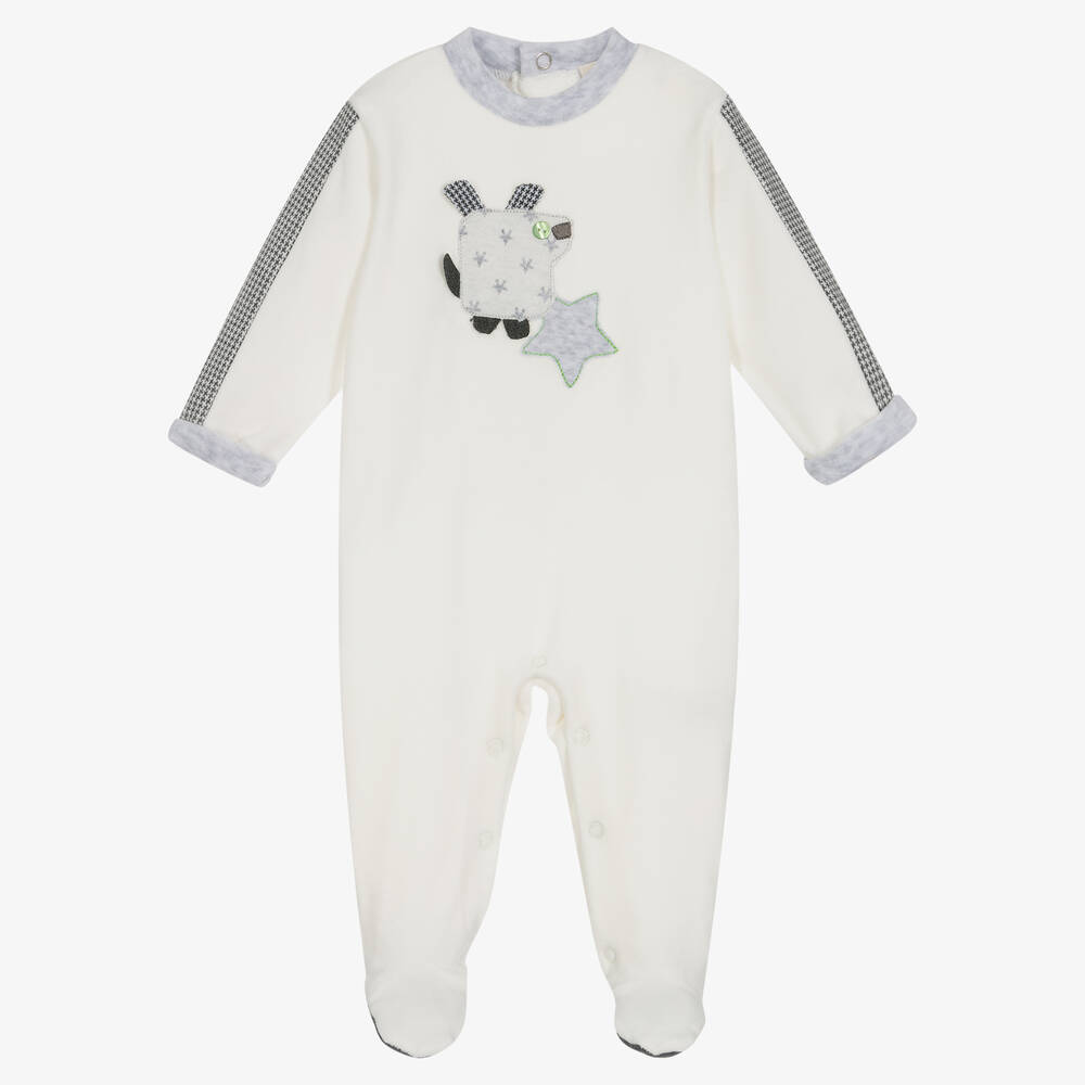 Everything Must Change - Ivory Velour Babygrow | Childrensalon