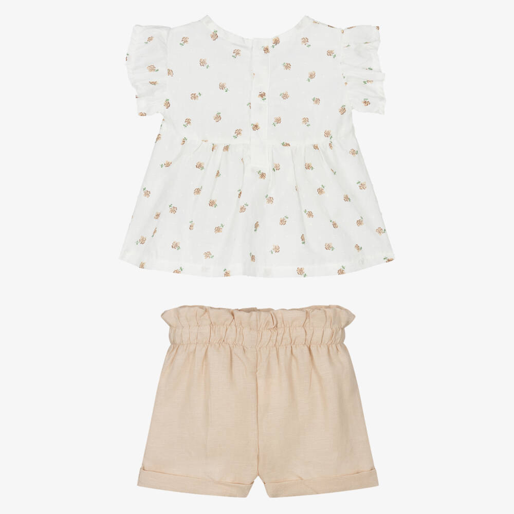 Everything Must Change-Little Girls' Elegant White & Beige Ensemble | Childrensalon Outlet