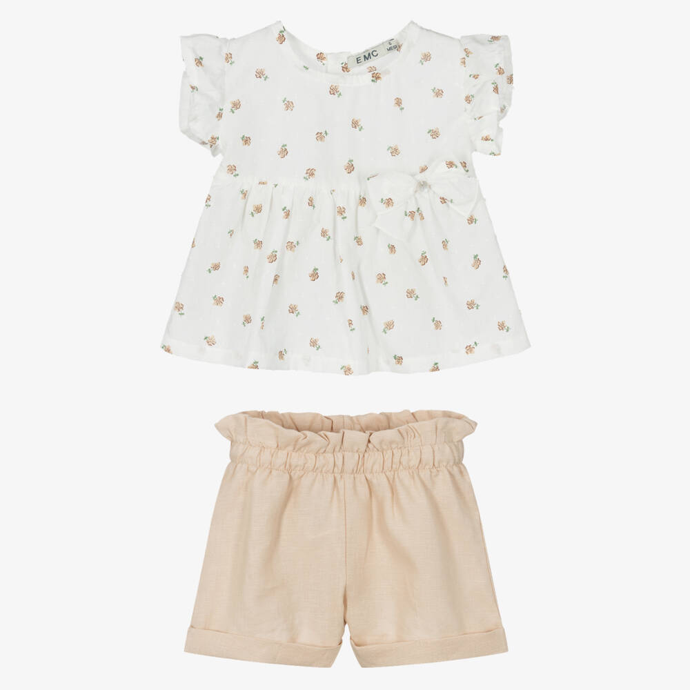 Everything Must Change-Little Girls' Elegant White & Beige Ensemble | Childrensalon Outlet