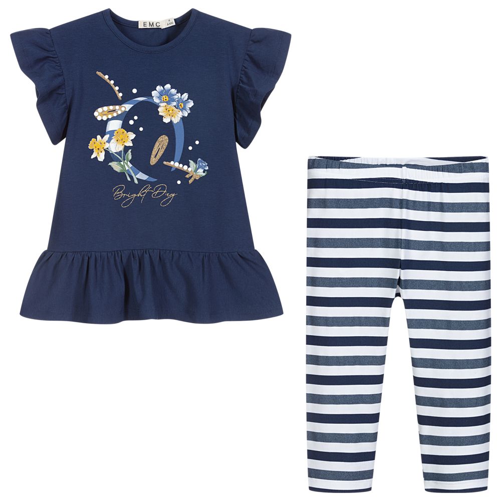 Everything Must Change-طقم ليغنغز قطن جيرسي لون كحلي للبنات | Childrensalon Outlet