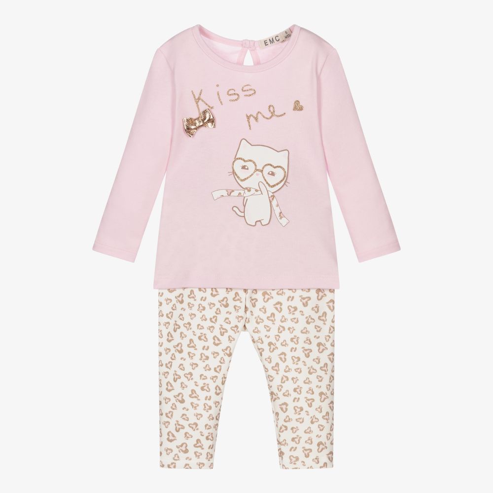 Everything Must Change-Pink Cat Leggings Set | Childrensalon Outlet
