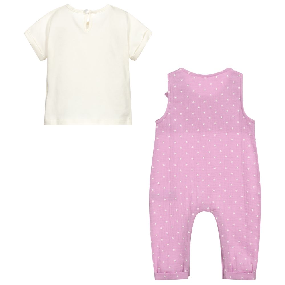 افريثينغ مست تشاينج-Pink Cotton Dungarees Set | Childrensalon Outlet