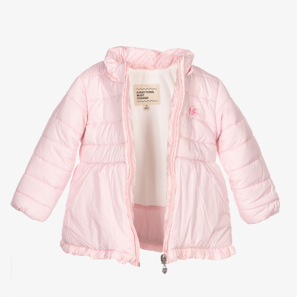Everything Must Change-Pink Hooded Puffer Coat | Childrensalon Outlet