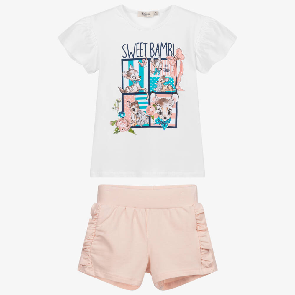 Everything Must Change-Pink & White Disney Shorts Set | Childrensalon Outlet
