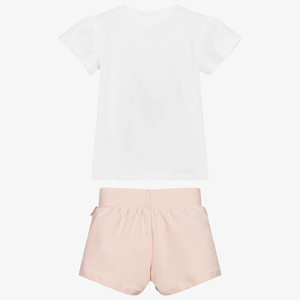 Everything Must Change-Pink & White Disney Shorts Set | Childrensalon Outlet