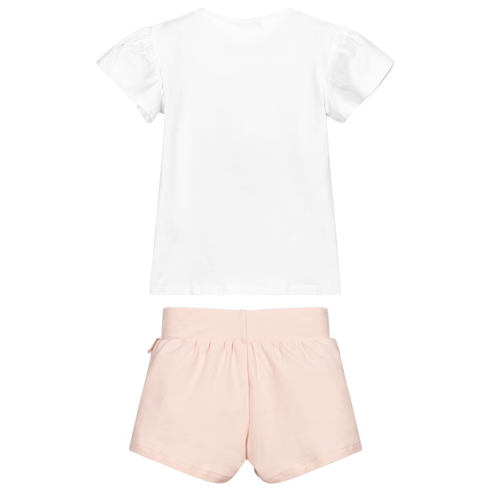 Everything Must Change-Pink & White Disney Shorts Set | Childrensalon Outlet