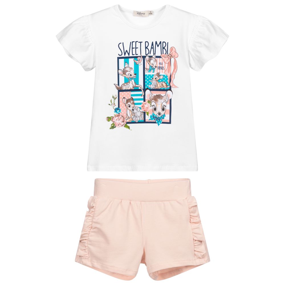 Everything Must Change-Pink & White Disney Shorts Set | Childrensalon Outlet