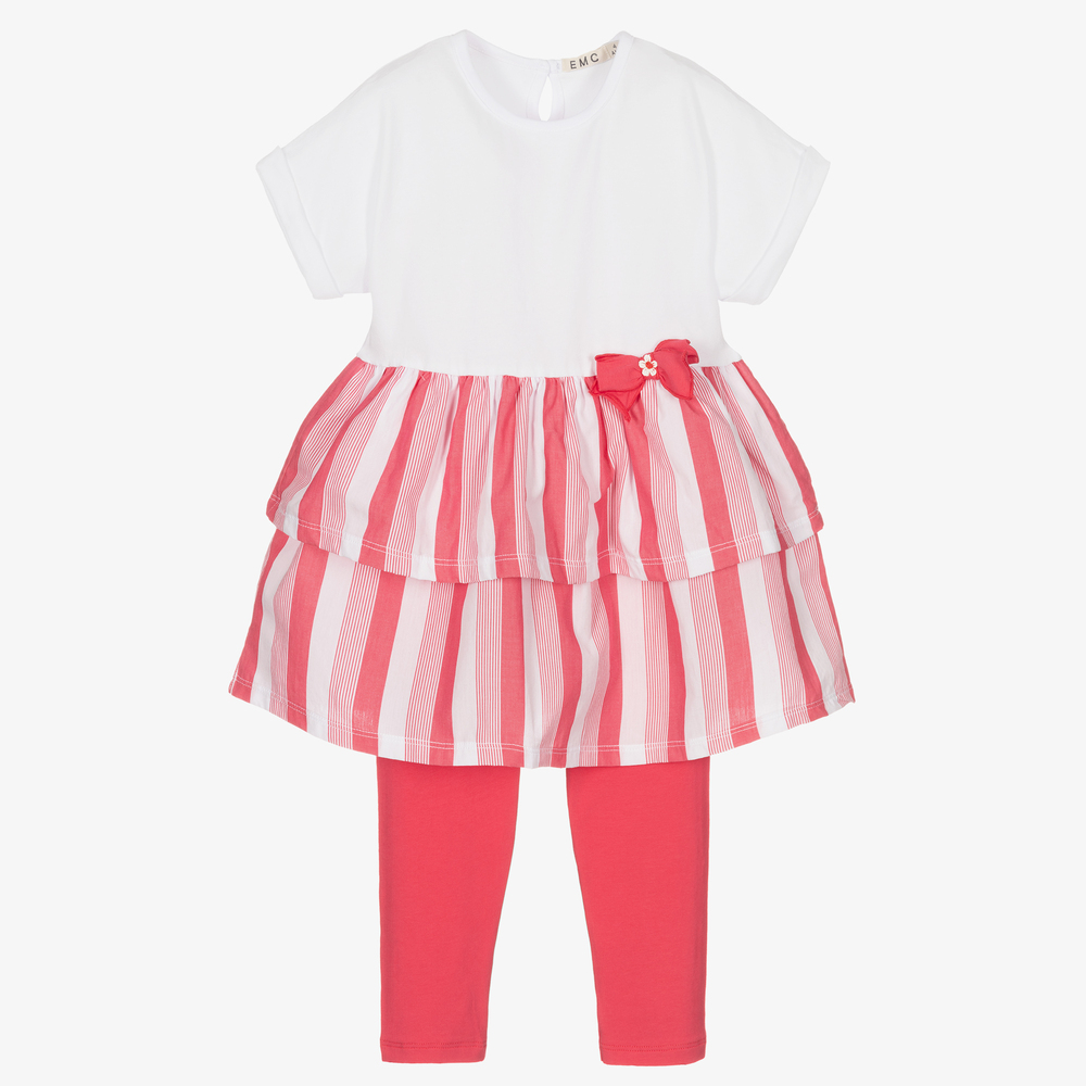 Everything Must Change - Розово-белое платье и розовые легинсы | Childrensalon