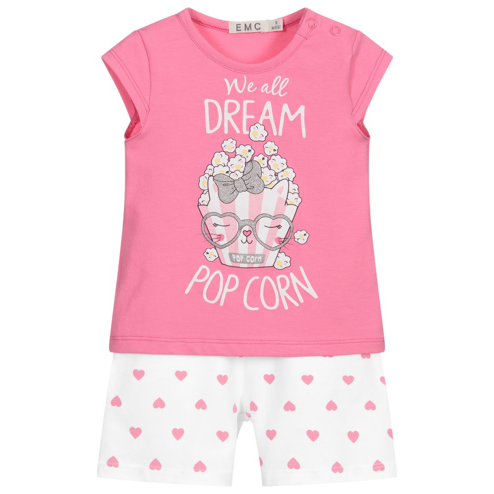 Everything Must Change - Kurzer Pyjama in Pink und Weiß | Childrensalon
