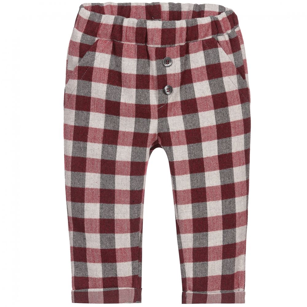 Everything Must Change - Red & Grey Check Trousers | Childrensalon