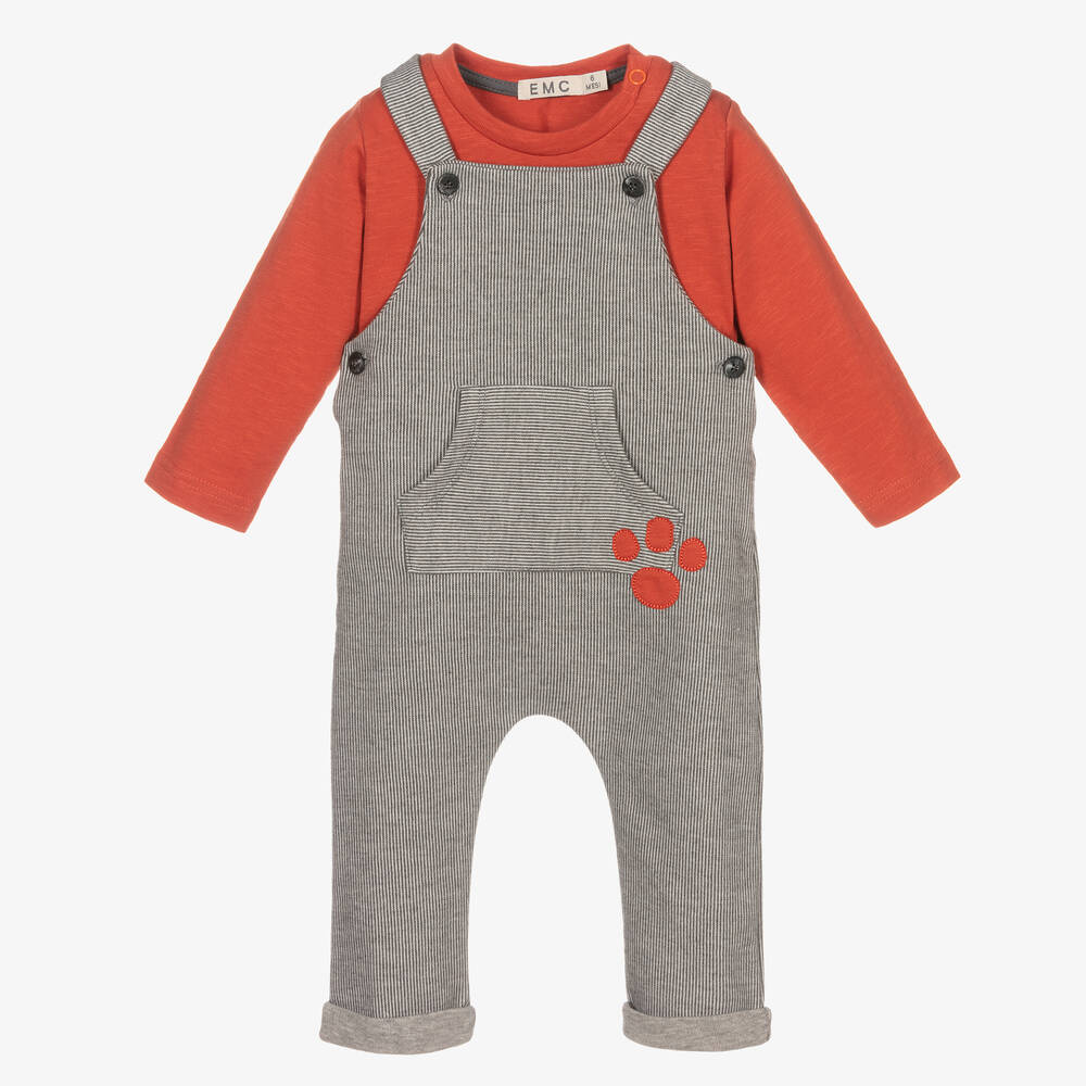 Everything Must Change - Red Top & Striped Dungaree Set | Childrensalon