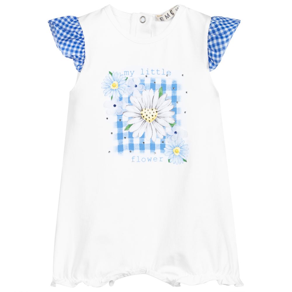 Everything Must Change - White & Blue Baby Shortie | Childrensalon