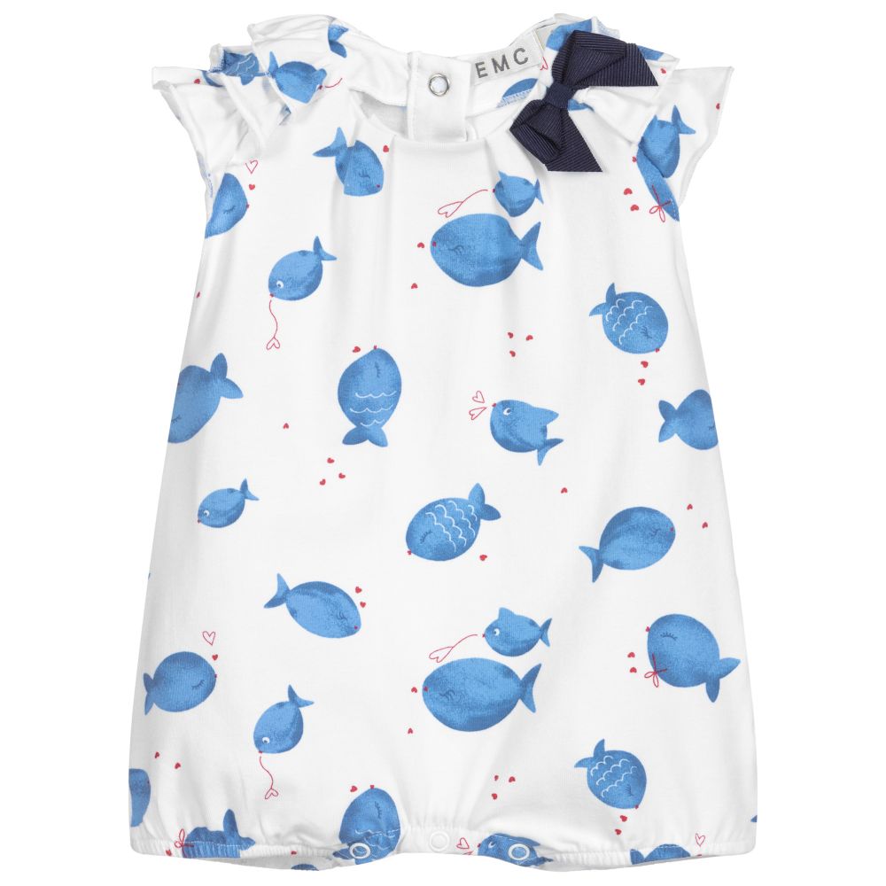 Everything Must Change - White & Blue Baby Shortie | Childrensalon