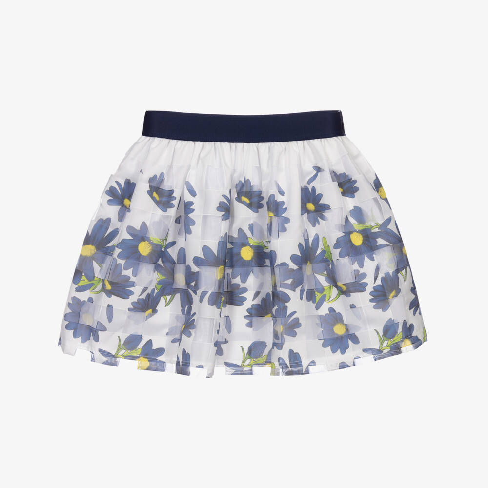 Everything Must Change-White & Blue Floral Skirt | Childrensalon Outlet