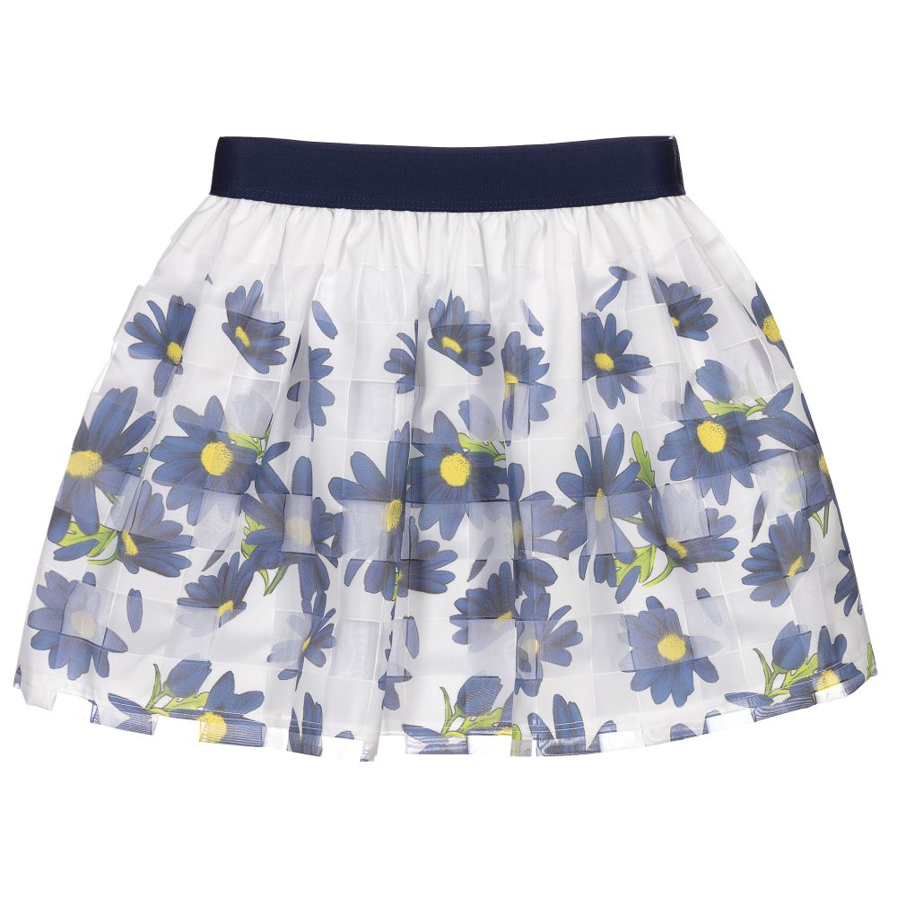 Everything Must Change - White & Blue Floral Skirt | Childrensalon