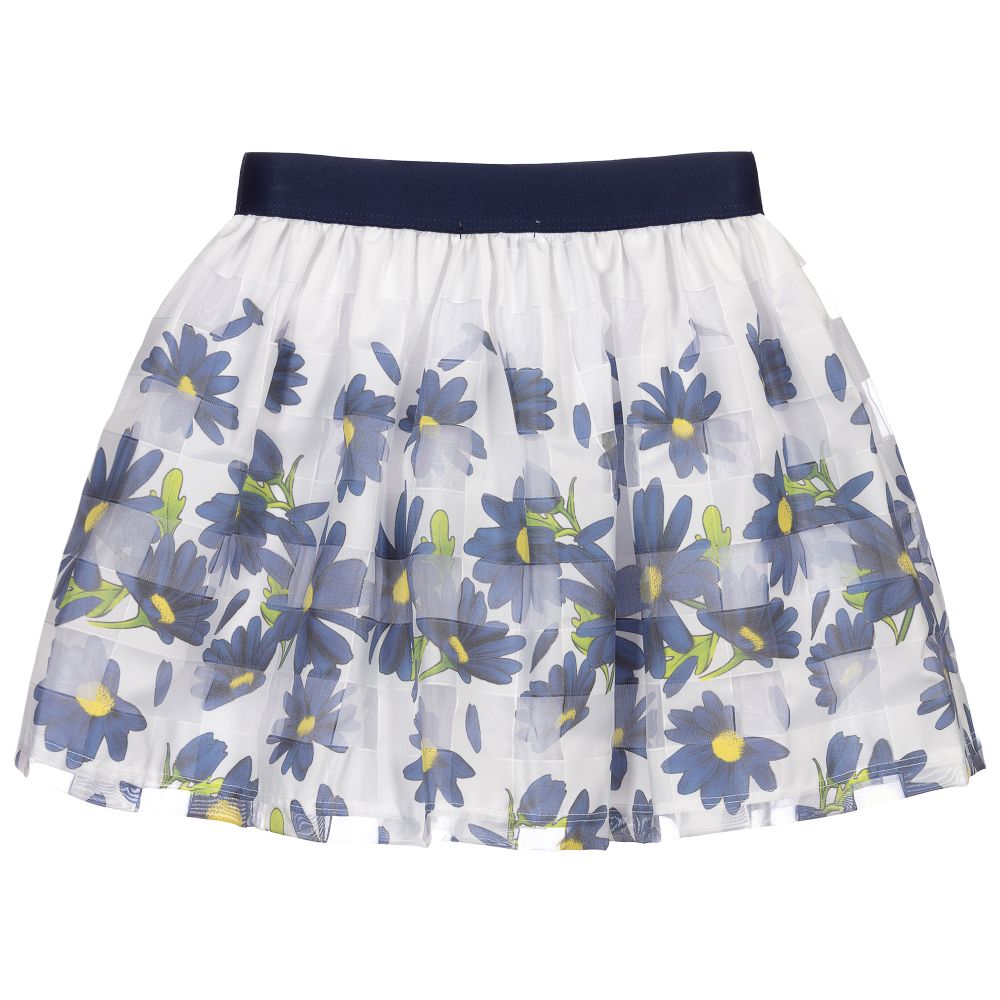 Everything Must Change-White & Blue Floral Skirt | Childrensalon Outlet