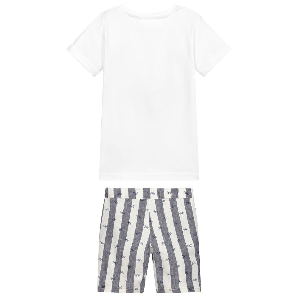 Everything Must Change-White & Blue Shorts Set | Childrensalon Outlet