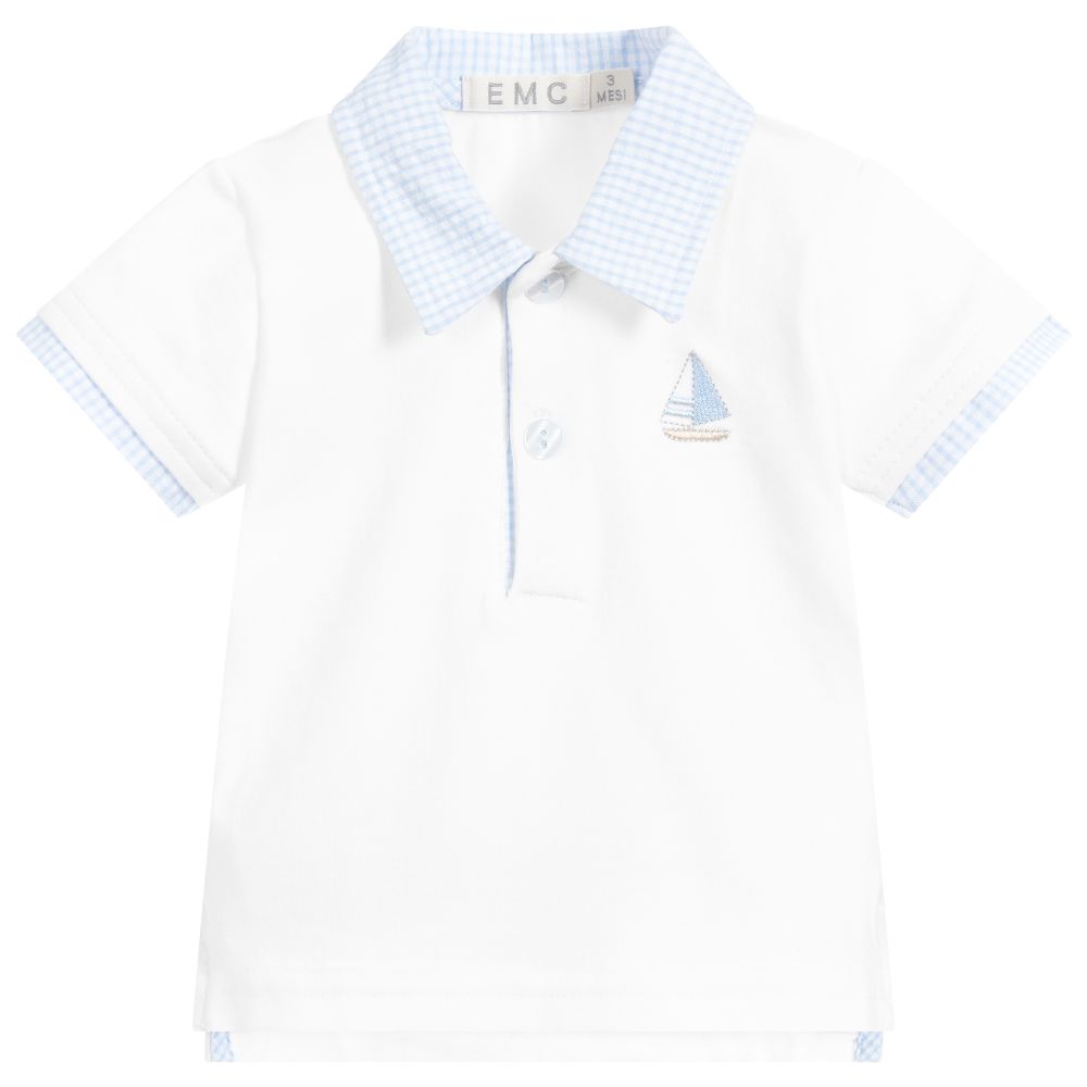 Everything Must Change - White Cotton Baby Polo Shirt | Childrensalon