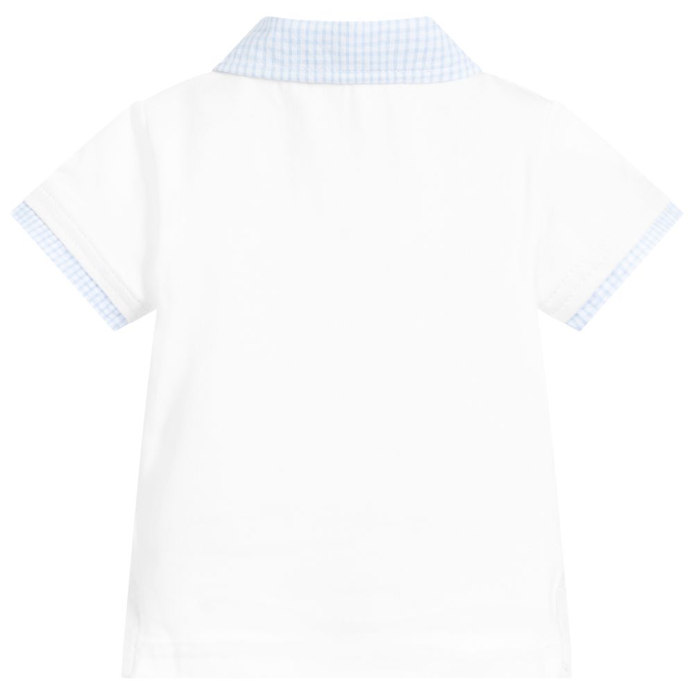 Everything Must Change-توب بولو قطن جيرسي لون أبيض وأزرق للمواليد | Childrensalon Outlet