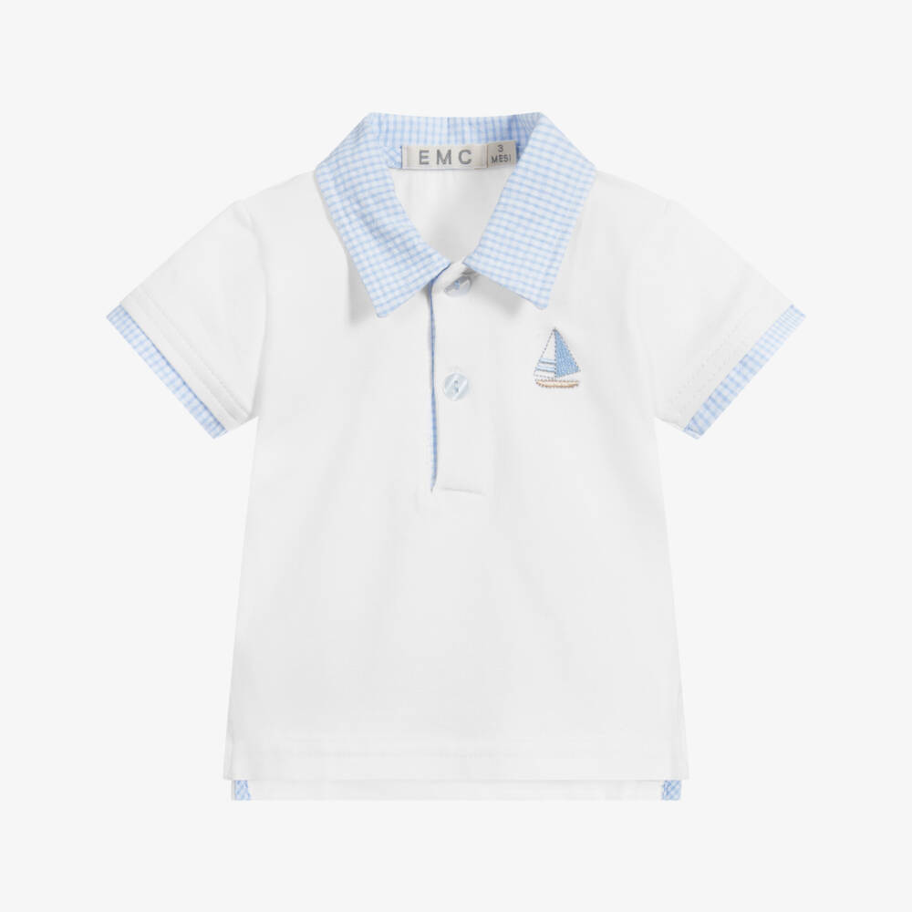 Everything Must Change-White Cotton Baby Polo Shirt | Childrensalon Outlet