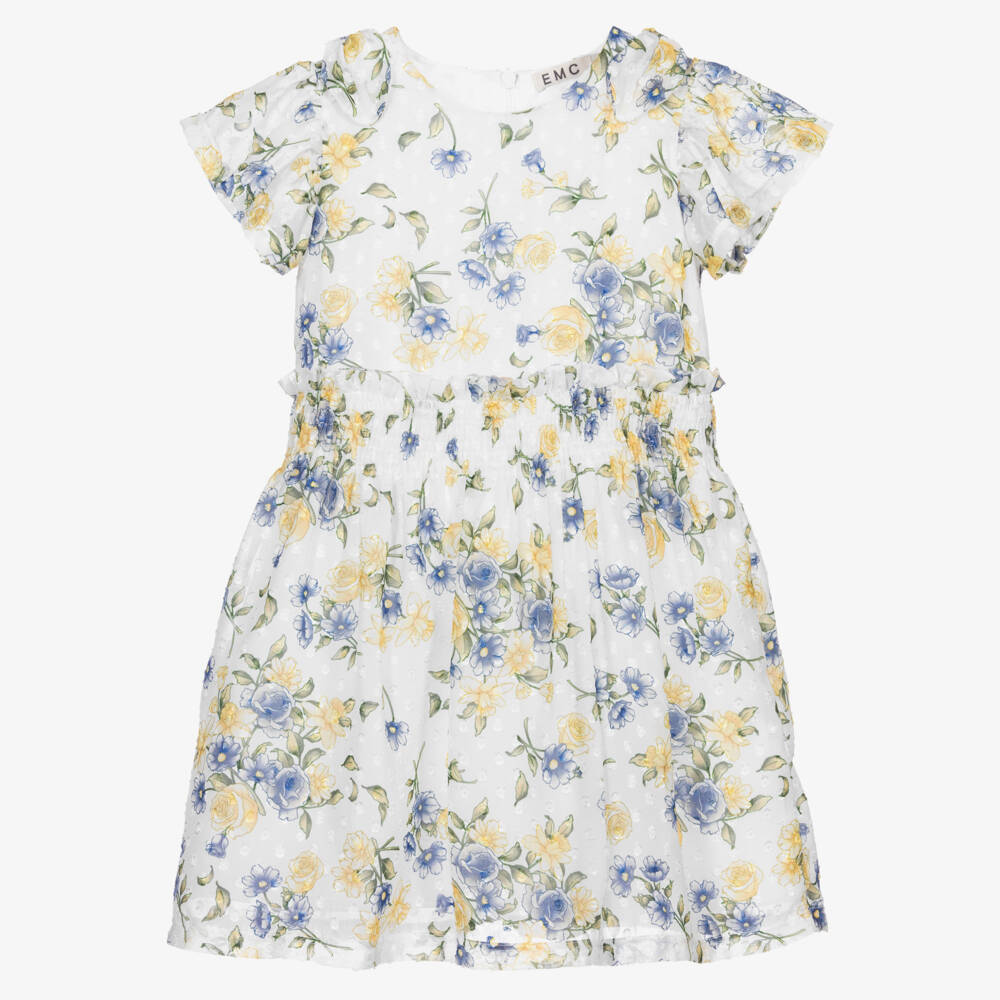 Everything Must Change-فستان شيفون مبطن لون أبيض بطبعة ورود | Childrensalon Outlet