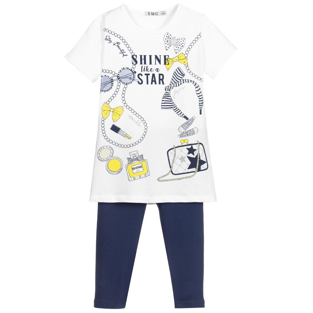 Everything Must Change - Leggings-Set in Weiß und Navyblau | Childrensalon