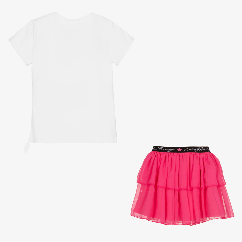 Everything Must Change-White & Pink Chiffon Skirt Set | Childrensalon Outlet