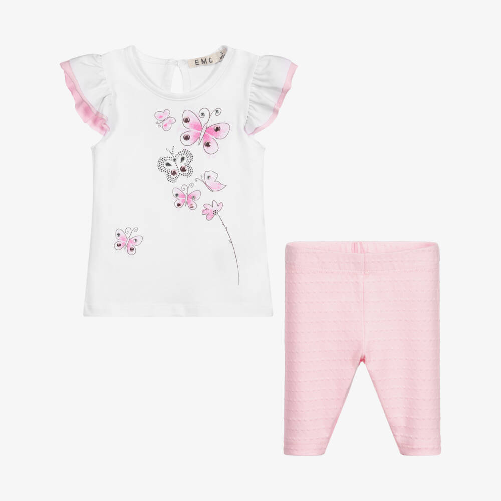 Everything Must Change-White & Pink Leggings Set | Childrensalon Outlet